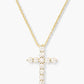 Oh She Fancy Small Cross Pendant Necklace - Gold/White - Keepsake