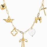 Chunky Bow Multi Gold Charm Necklace