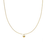 Waterproof Dainty Gold puffy Heart Necklace: Yellow Gold