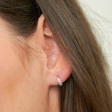 Demi-Fine Silver Crystal Huggies: Silver