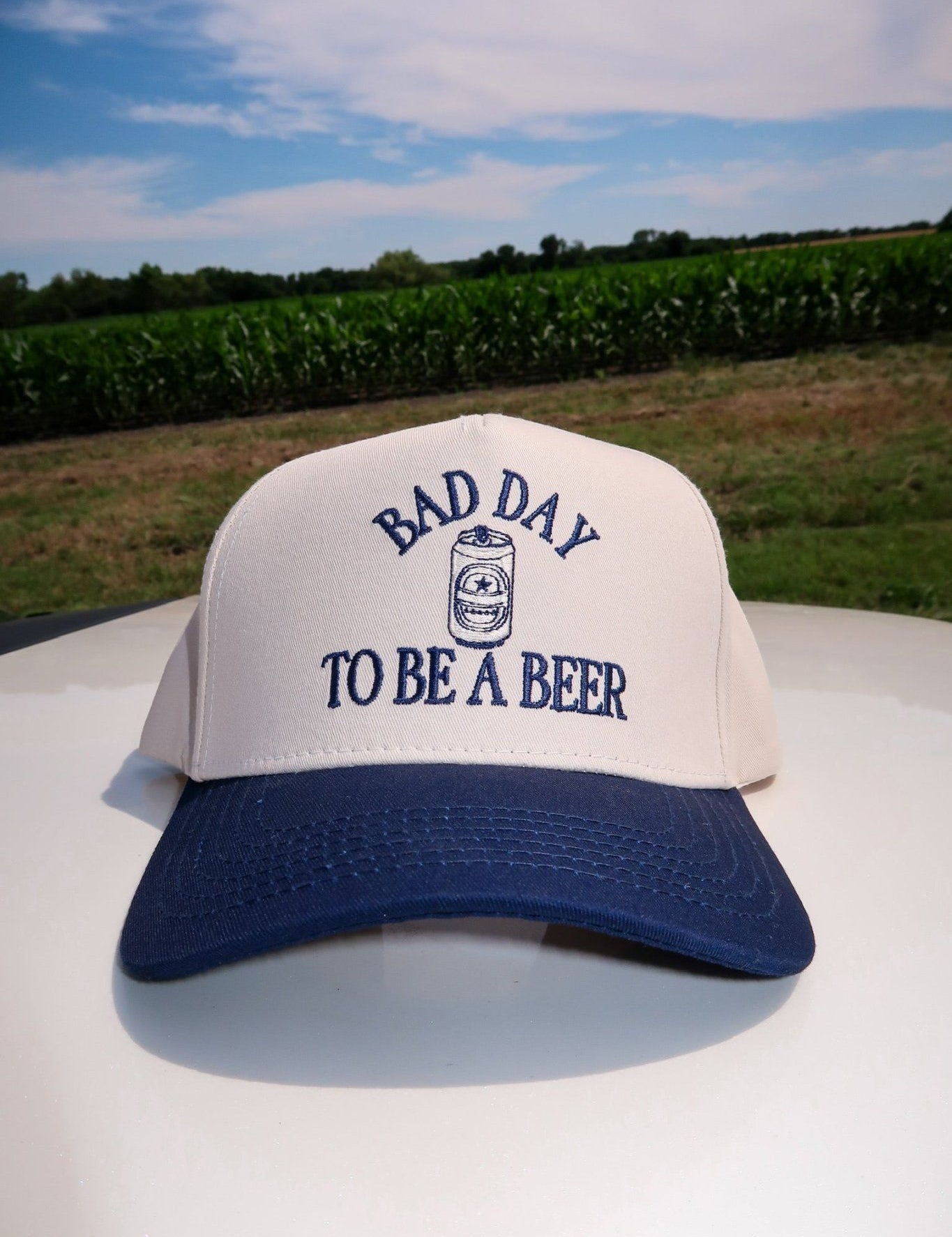 The Bad Day to Be a Beer Trucker Hat is a fun embroidered women’s trucker hat—perfect for game day, tailgates, casual outfits, and trendy boutique style.