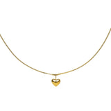 Waterproof Dainty Gold puffy Heart Necklace: Yellow Gold