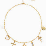 MOP Clover Multi Gold Charm Necklace