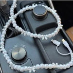 Beaded Car Charger - Pearl Bow - Keepsake