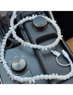 Beaded Car Charger - Pearl Bow - Keepsake