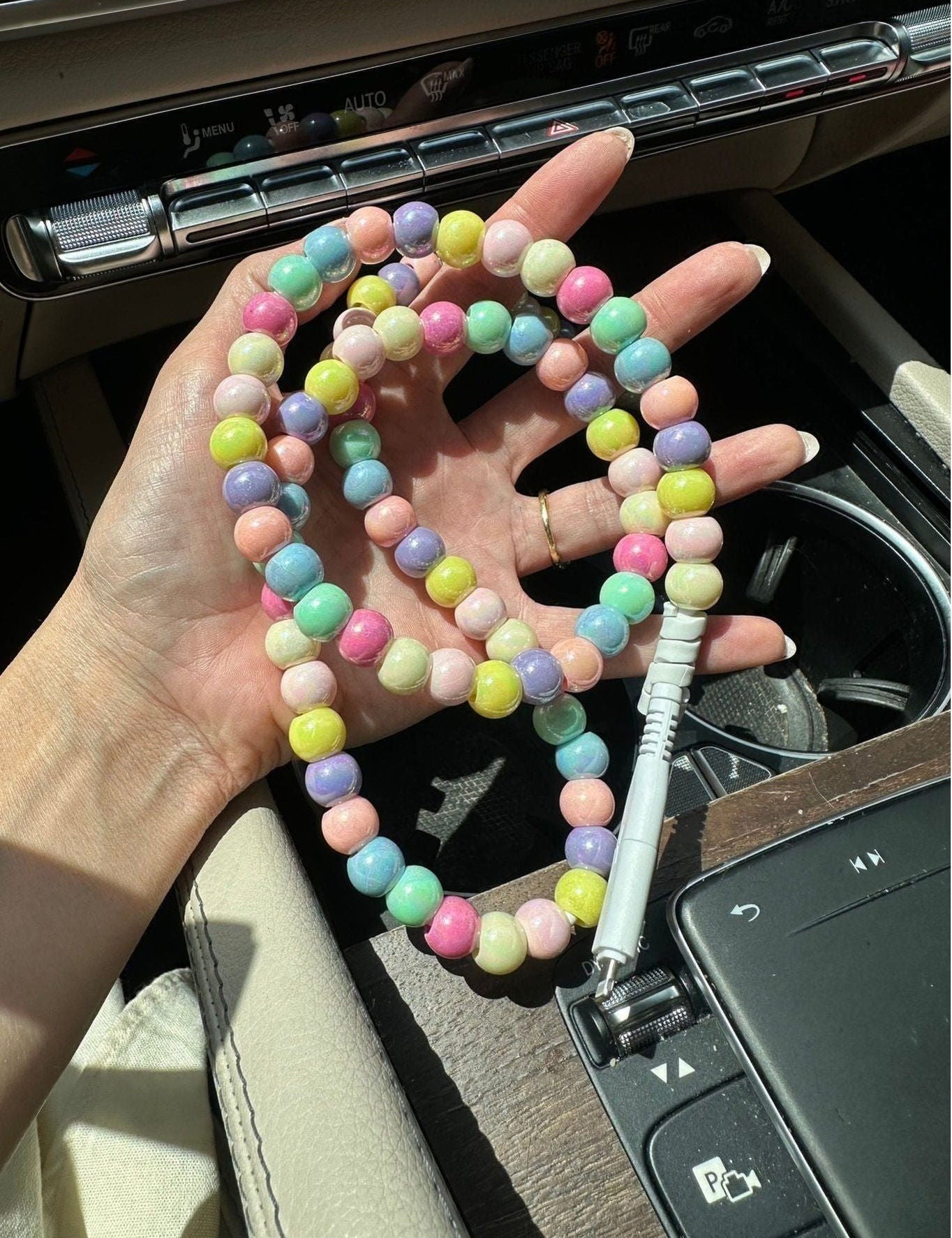 Beaded Car Charger - Rainbow Pearl - Keepsake