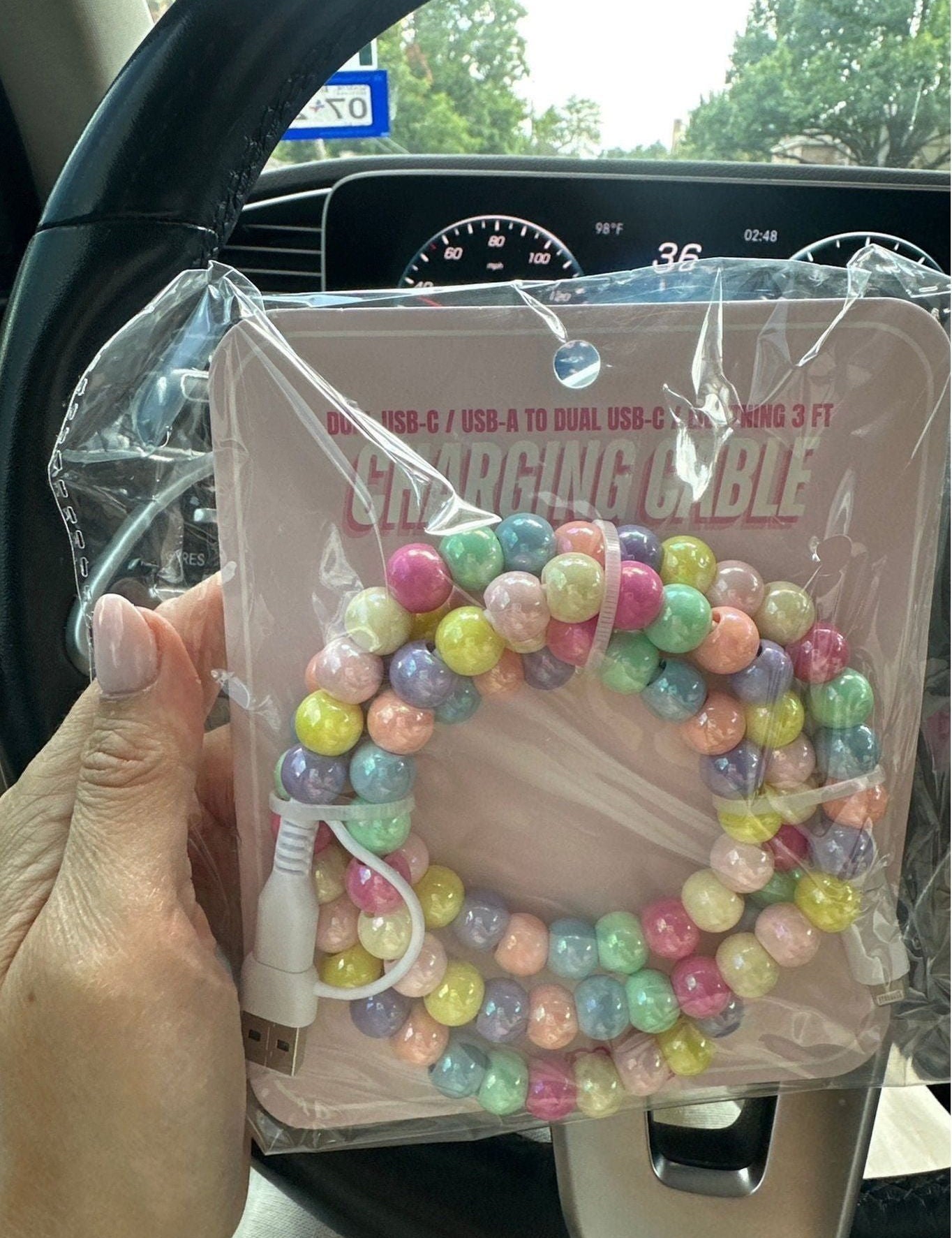 Beaded Car Charger - Rainbow Pearl - Keepsake