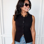 Button Effect Vest - Black - Keepsake