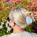 Hand-painted Paisley Heart Claw Hair Clip | Eco-Friendly: Blue