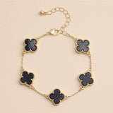 Floral Charm Bracelet: Black