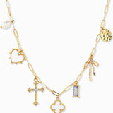 MOP Clover Multi Gold Charm Necklace