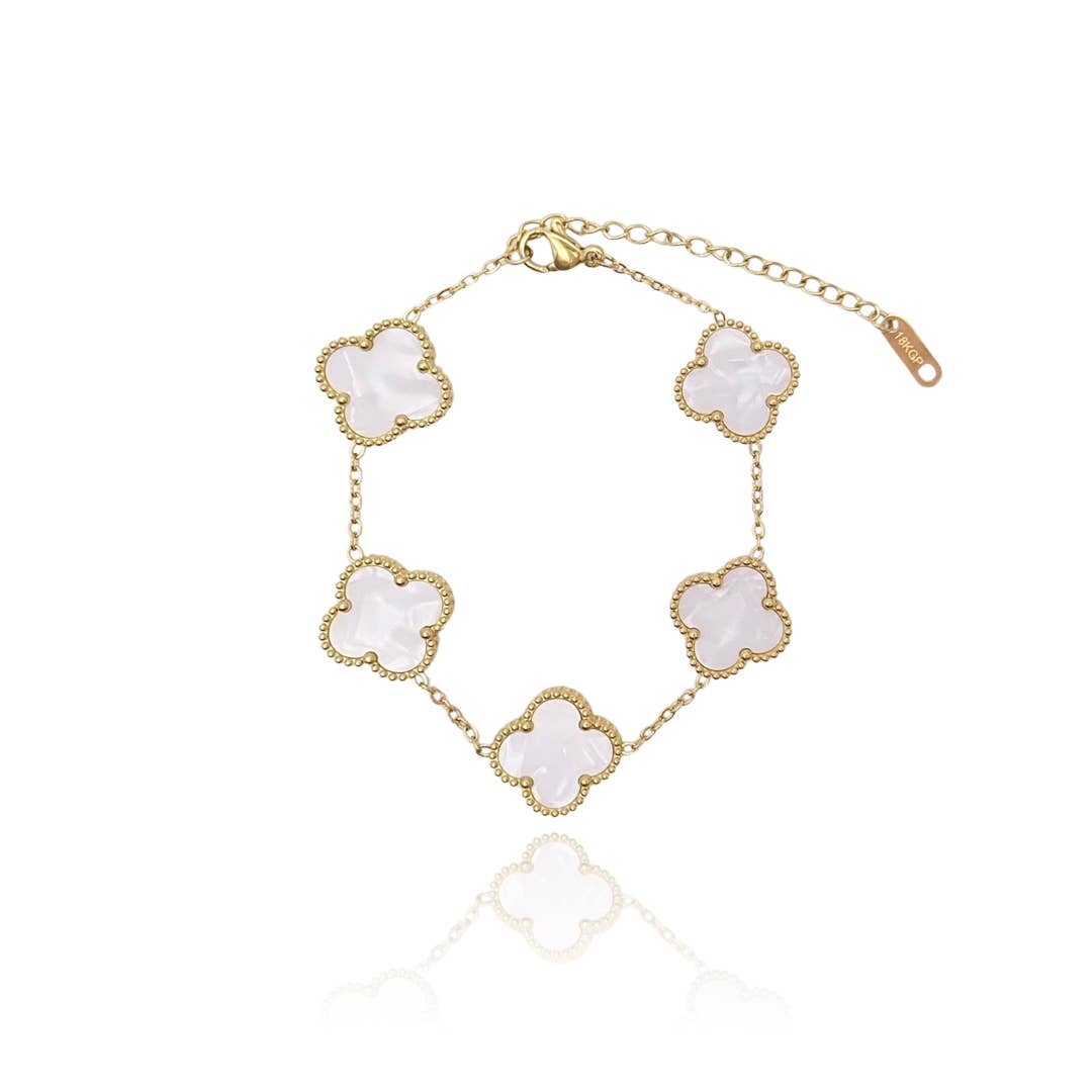 Clover Leaf Bracelet Gold White - Keepsake