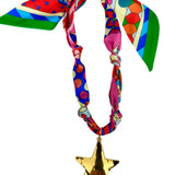 Starlight Scarf Necklace with Big Gold Star Pendant