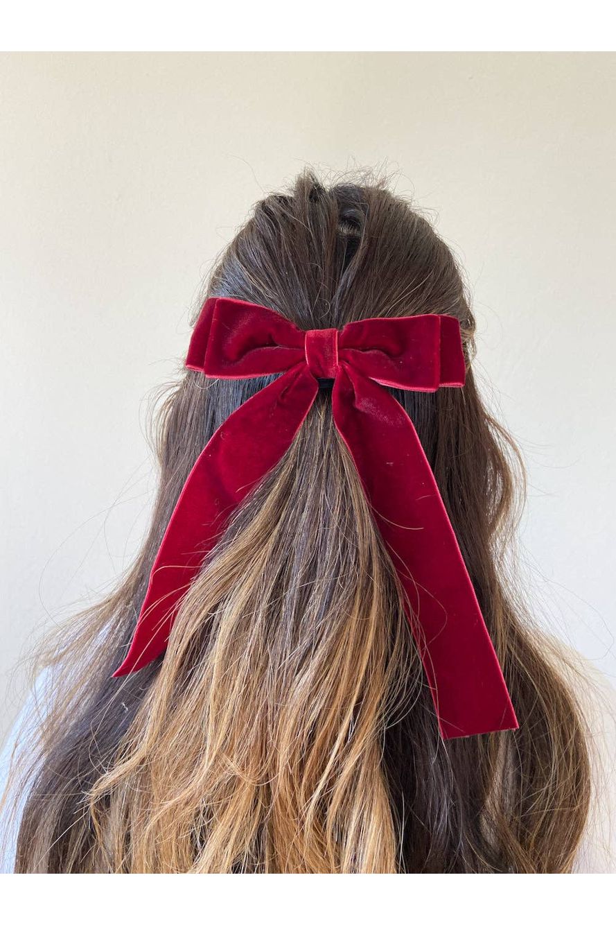 Classic Velvet Hair Bow Barrette - Keepsake