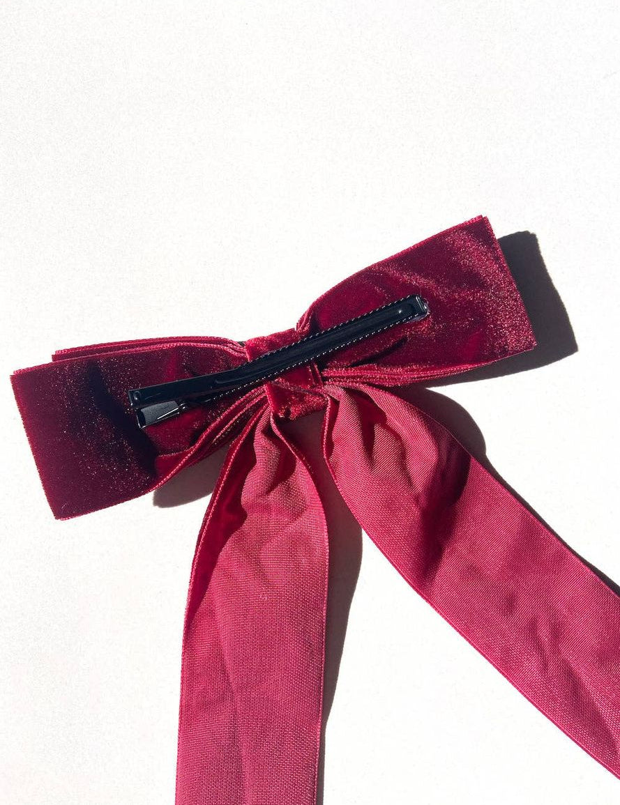 Classic Velvet Hair Bow Barrette - Keepsake