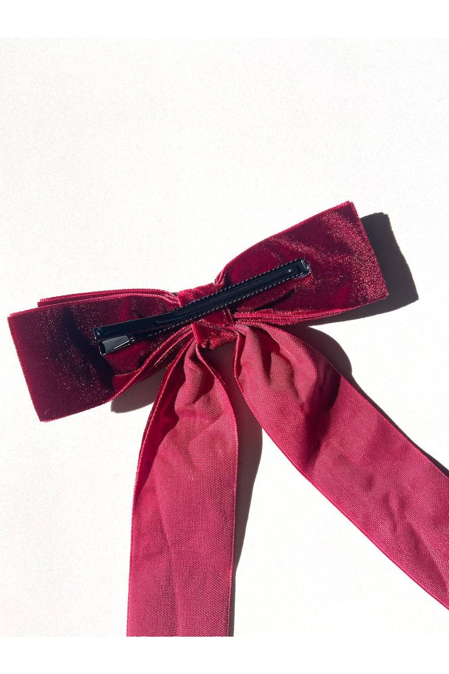 Classic Velvet Hair Bow Barrette - Keepsake
