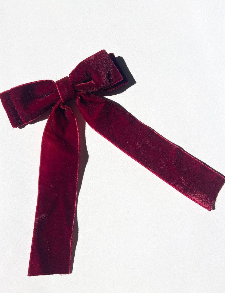 Classic Velvet Hair Bow Barrette - Keepsake