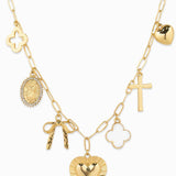 Heart Multi Gold Chunky Charm Necklace