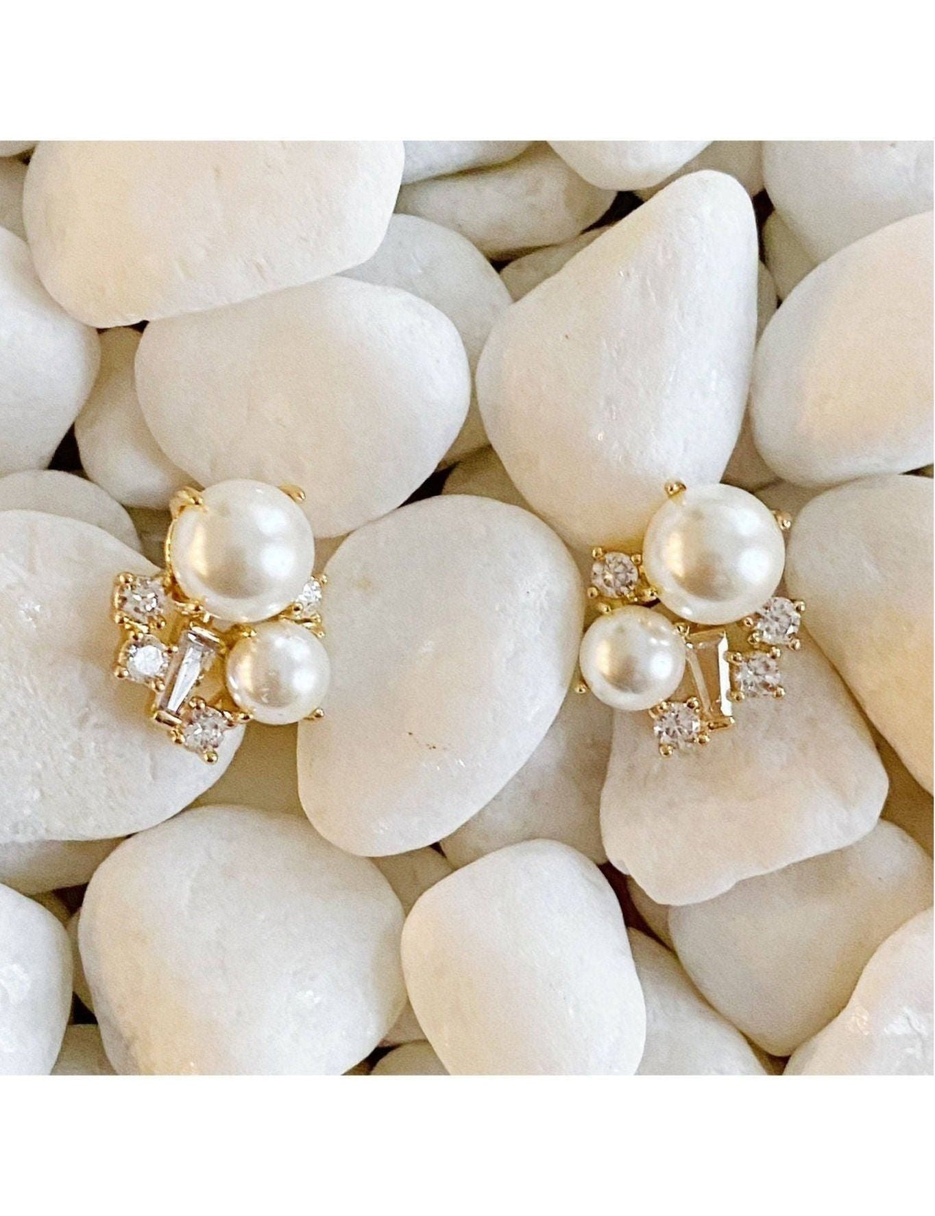 Estate Pearl And Shine Stud Earrings - Keepsake