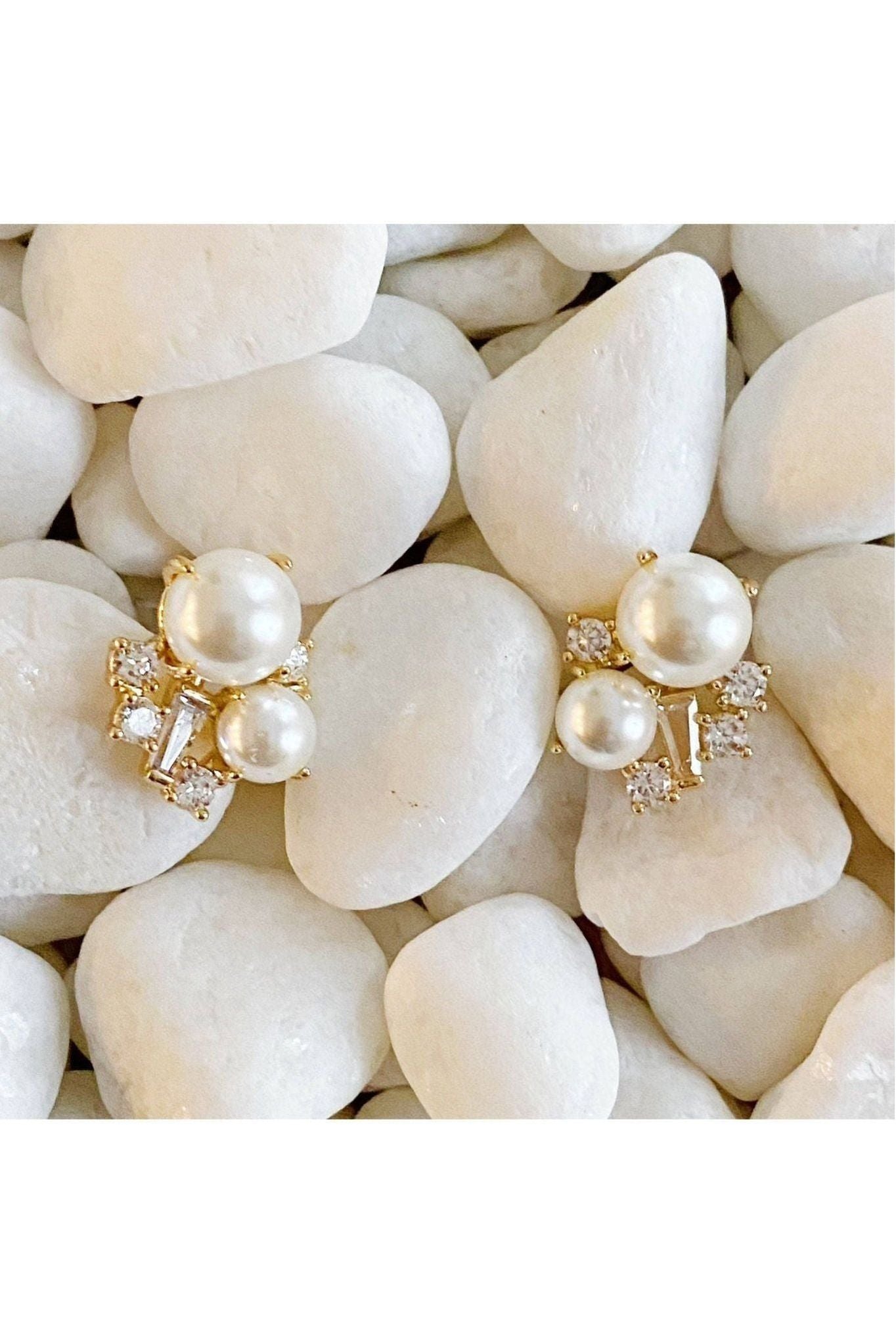 Estate Pearl And Shine Stud Earrings - Keepsake