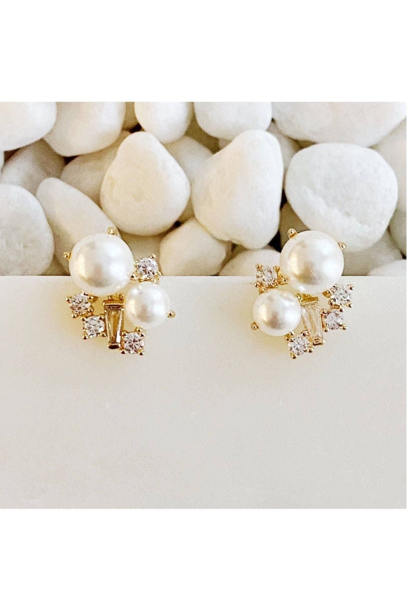 Estate Pearl And Shine Stud Earrings - Keepsake