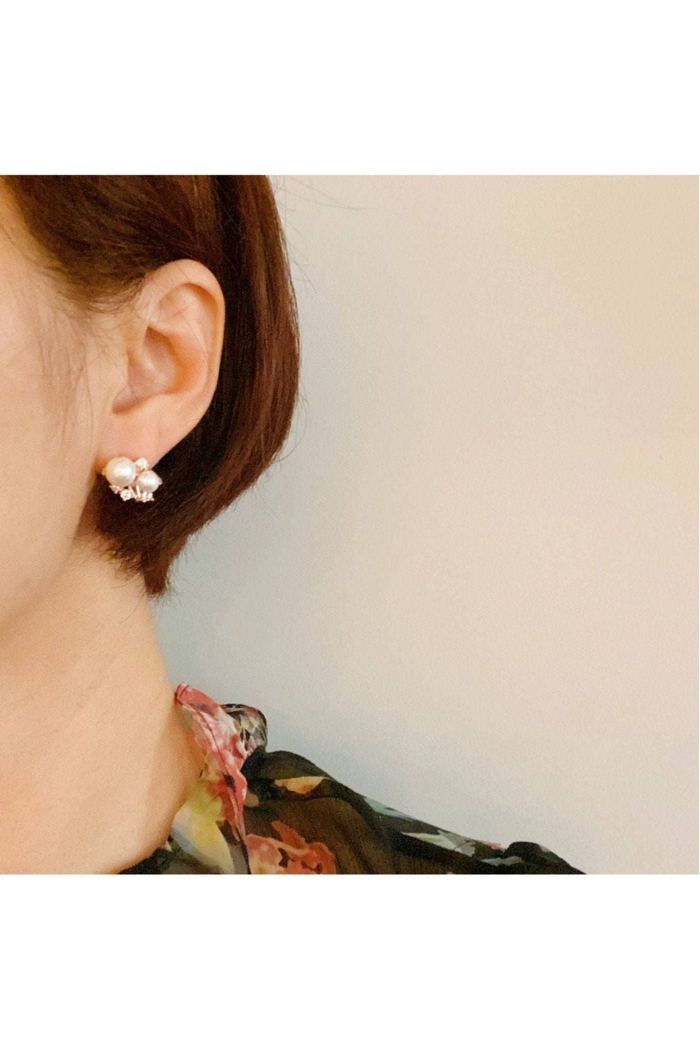 Estate Pearl And Shine Stud Earrings - Keepsake