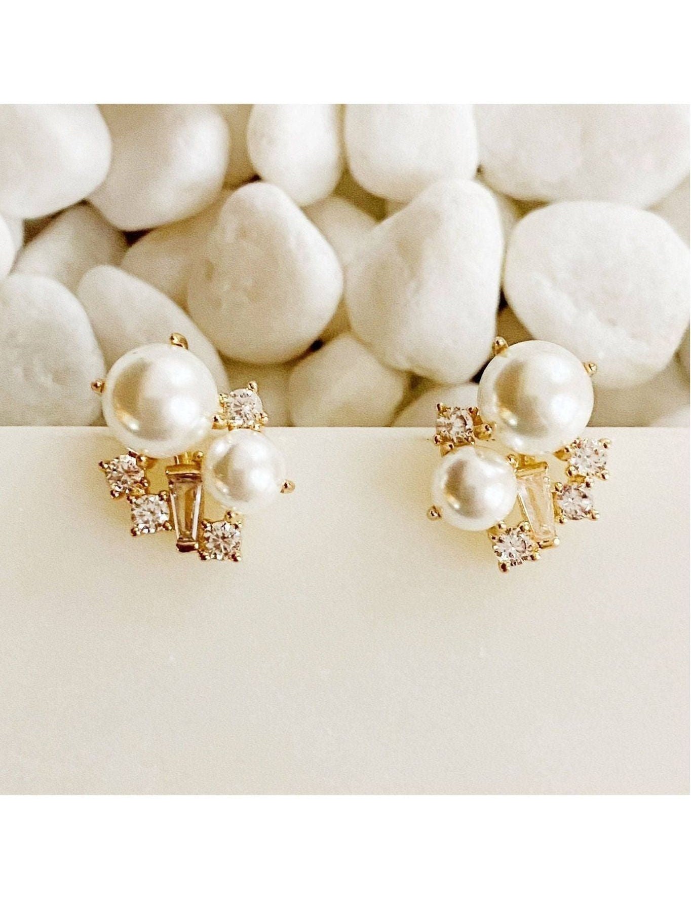Estate Pearl And Shine Stud Earrings - Keepsake