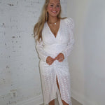 Evelyn Shirred V - Neck Dress - Keepsake