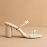 The Wendy | Beige Double Strap Bow Heels