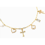 MOP Clover Multi Gold Charm Necklace