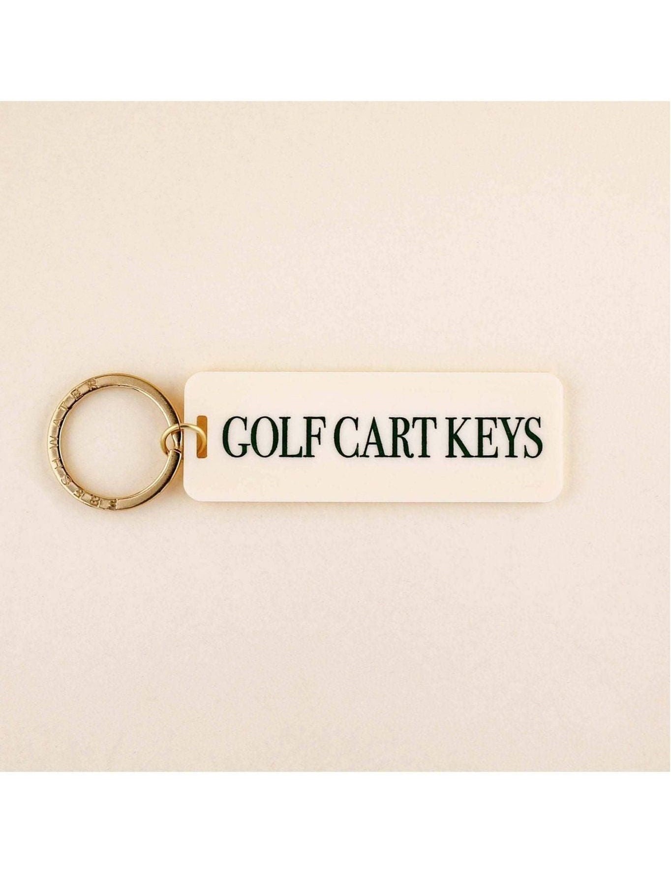 Golf Cart Keys Keychain: Cream/Green / Keychain with Hang Tag - Keepsake