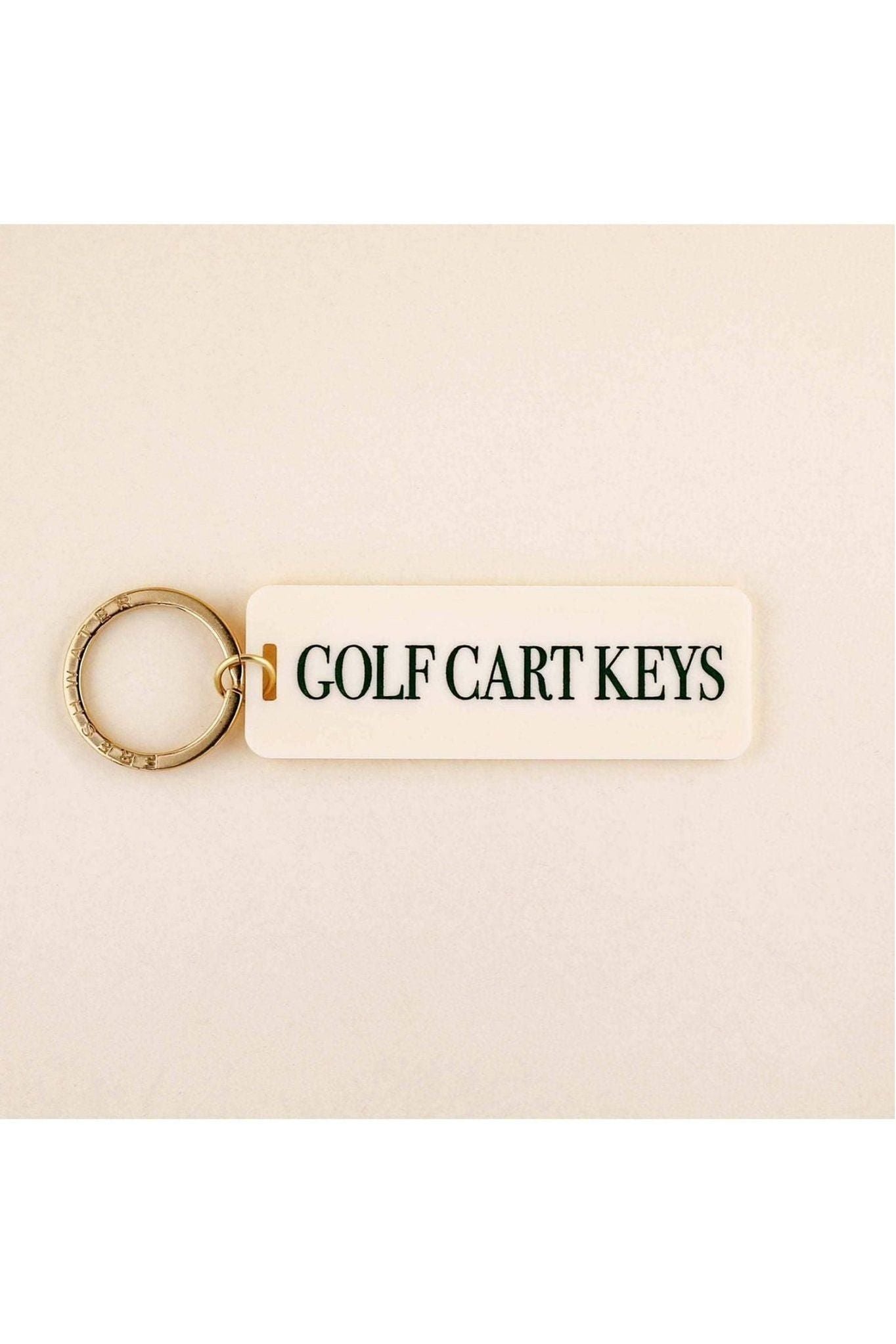 Golf Cart Keys Keychain: Cream/Green / Keychain with Hang Tag - Keepsake