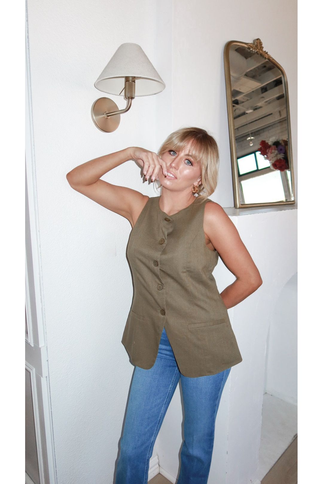 Harper Sleeveless Linen Vest - Keepsake