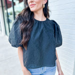 Jacquard Puff Sleeve Top - Keepsake