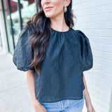 Jacquard Puff Sleeve Top - Keepsake