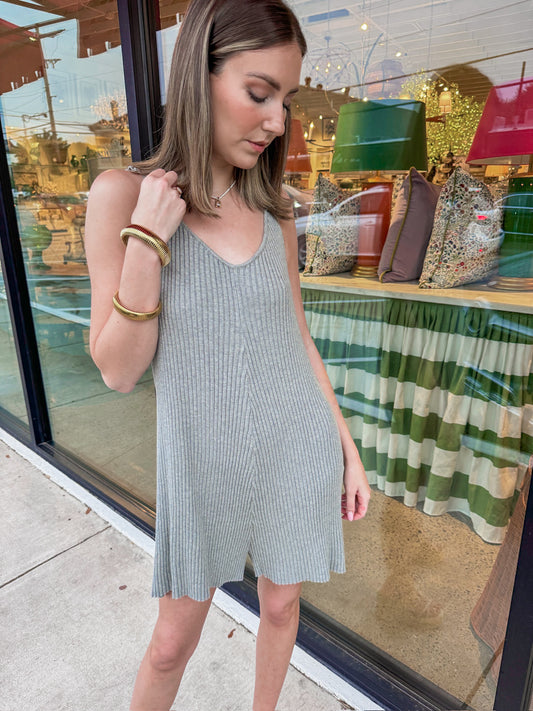 Ribbed Knitted Romper- Grey