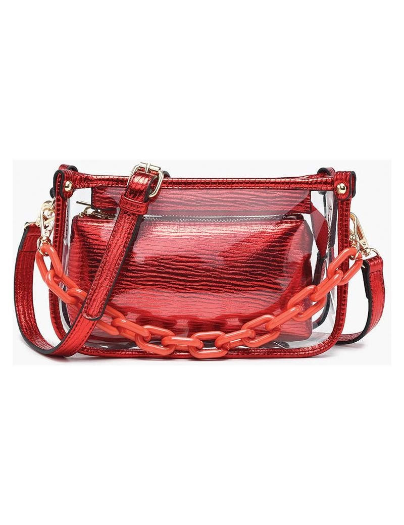 Jessica Clear Crossbody - Metallic Red - Keepsake