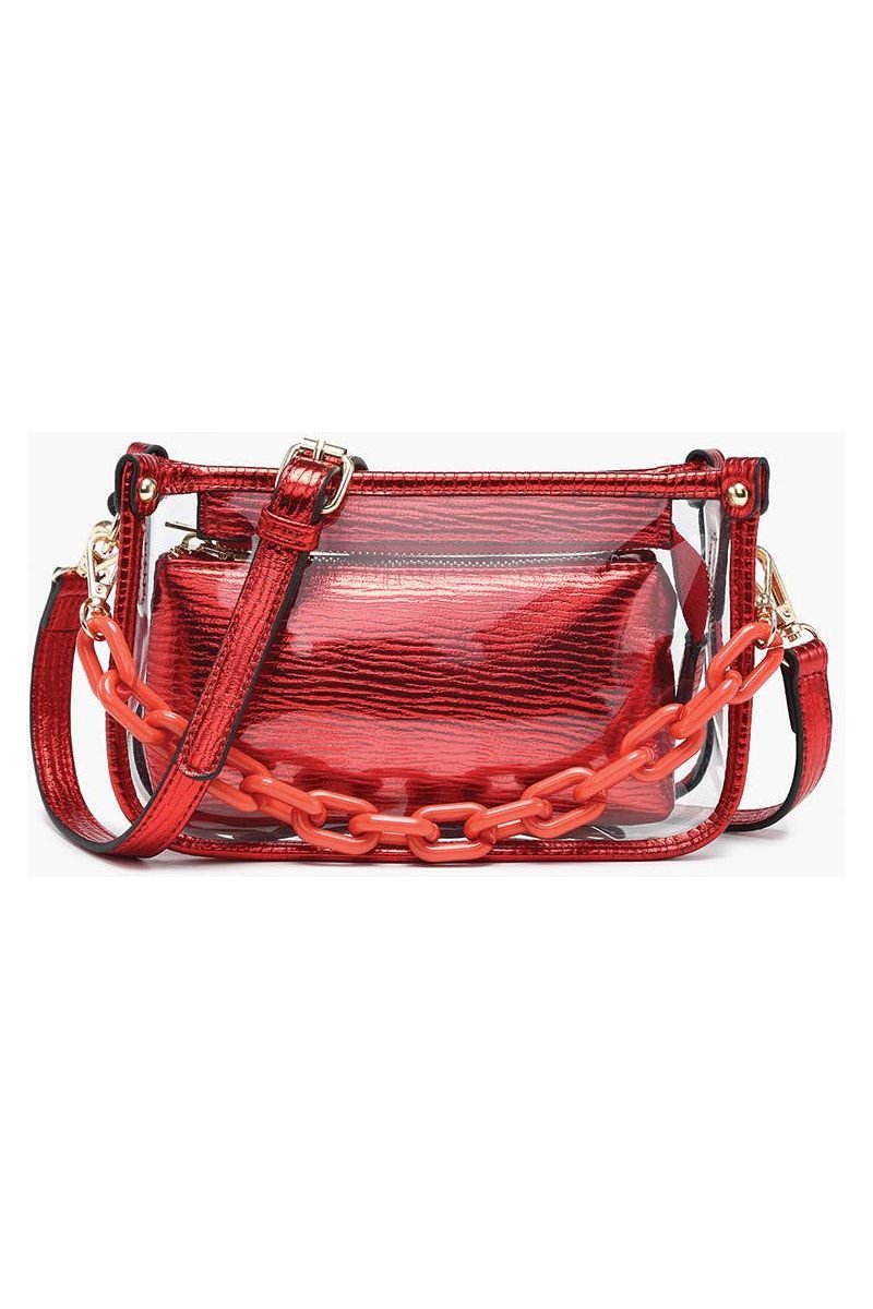 Jessica Clear Crossbody - Metallic Red - Keepsake