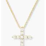 Oh She Fancy Small Cross Pendant Necklace - Gold/White - Keepsake