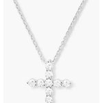 Oh She Fancy Small Cross Pendant Necklace - Silver/White - Keepsake
