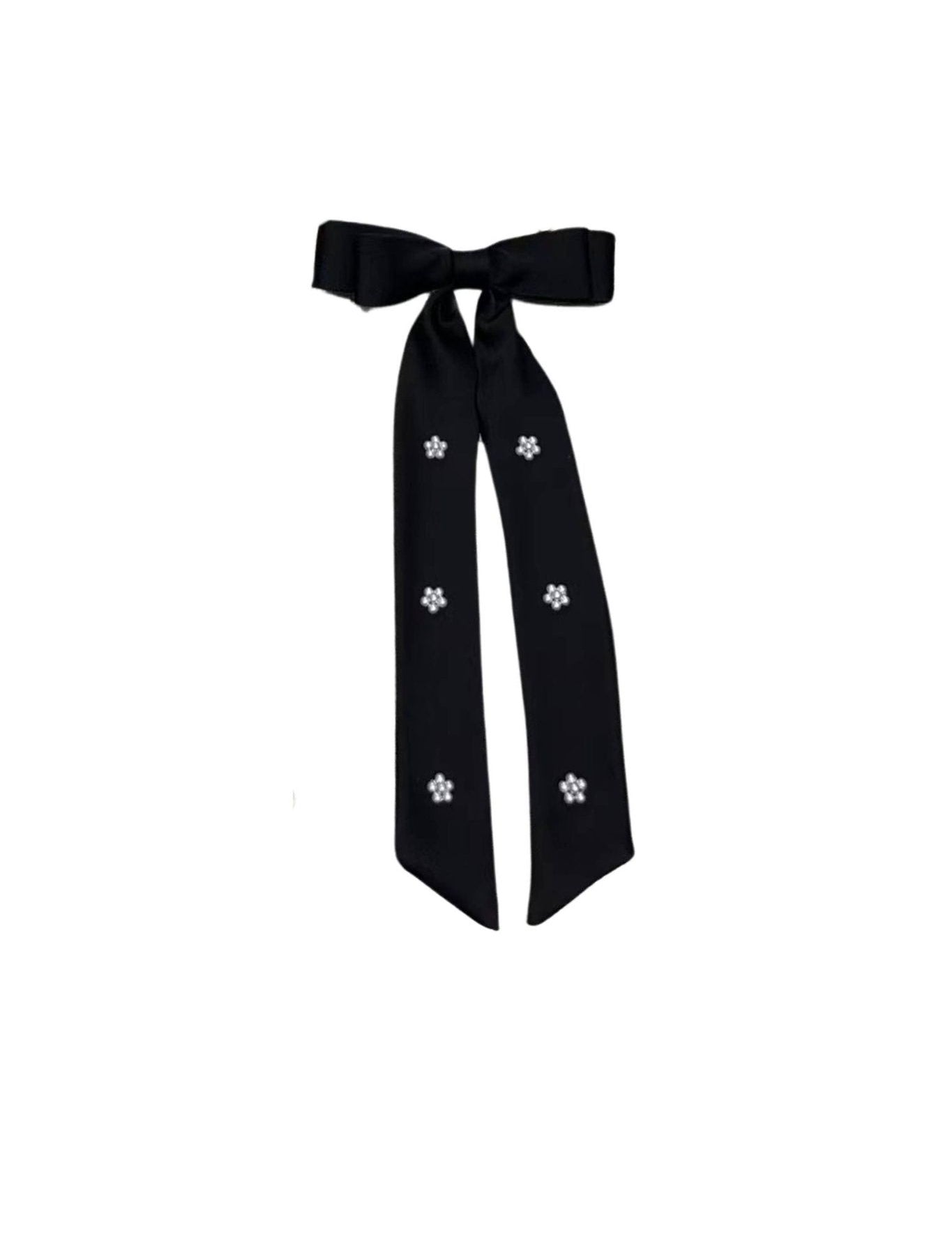 Pearl Embellished Slim Perfect Bow: Black - Keepsake