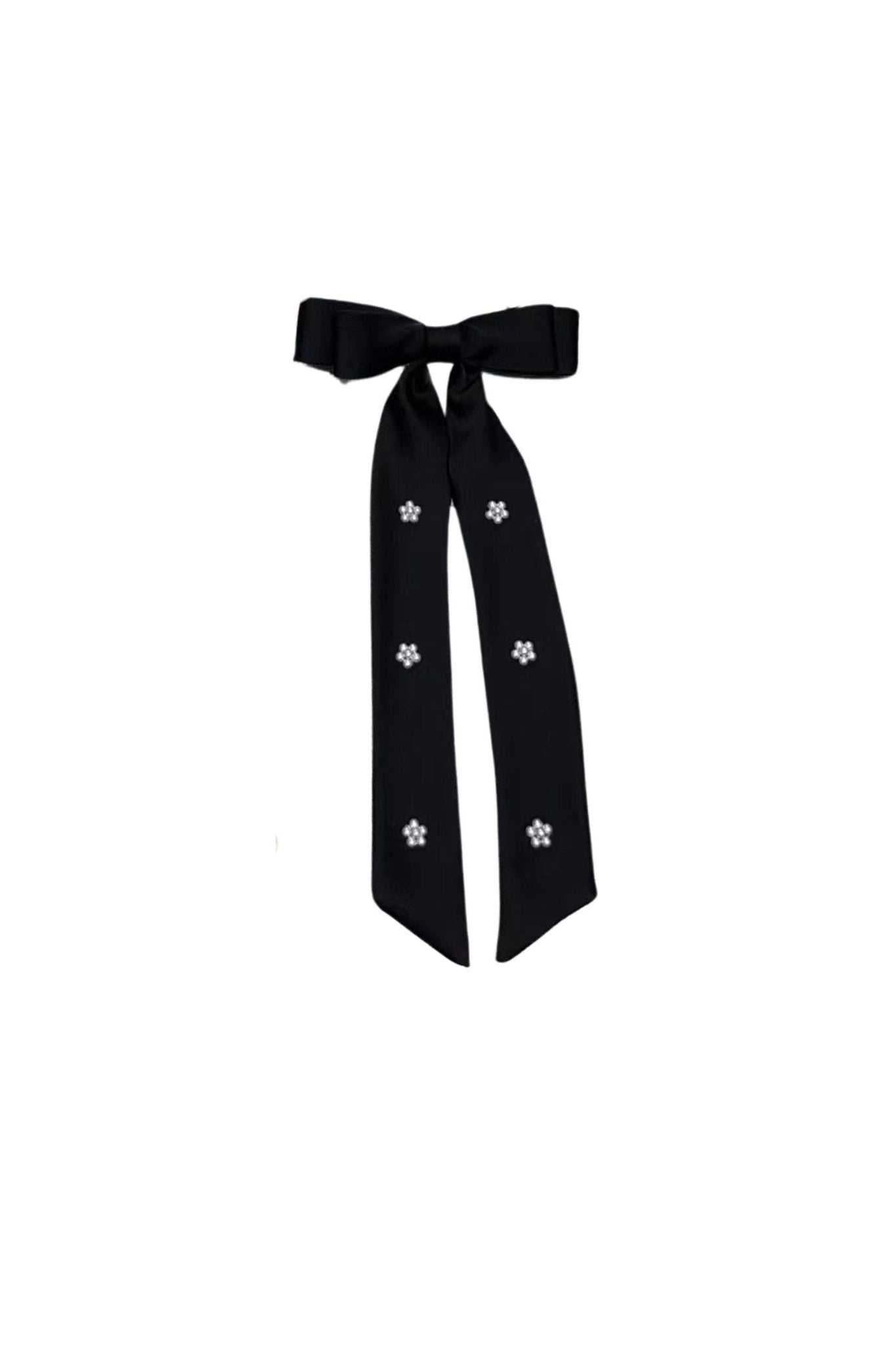 Pearl Embellished Slim Perfect Bow: Black - Keepsake