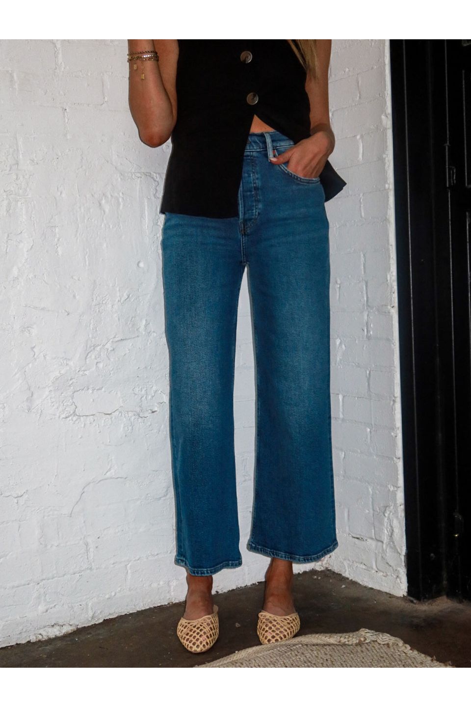 RE/DONE: High Rise Wide Leg Crop - Keepsake