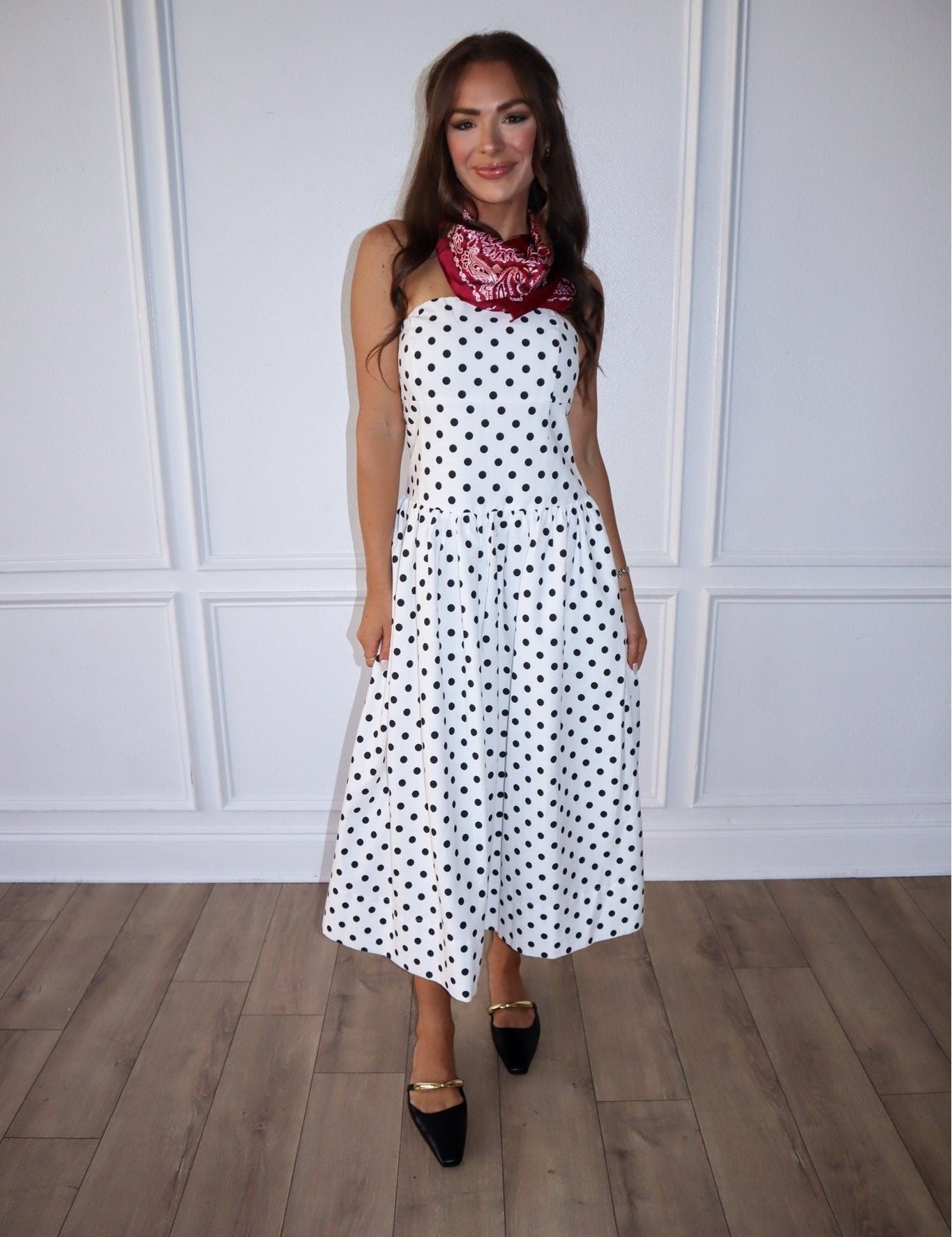 Spot On Strapless Midi Dress - Keepsake