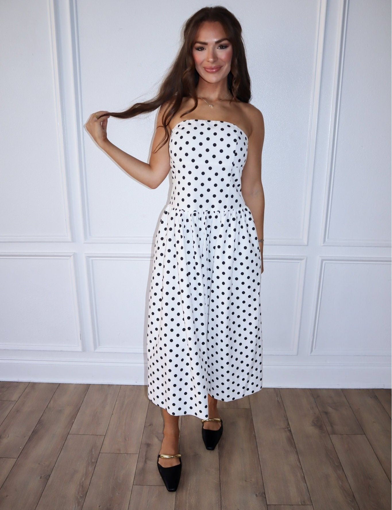 Spot On Strapless Midi Dress - Keepsake