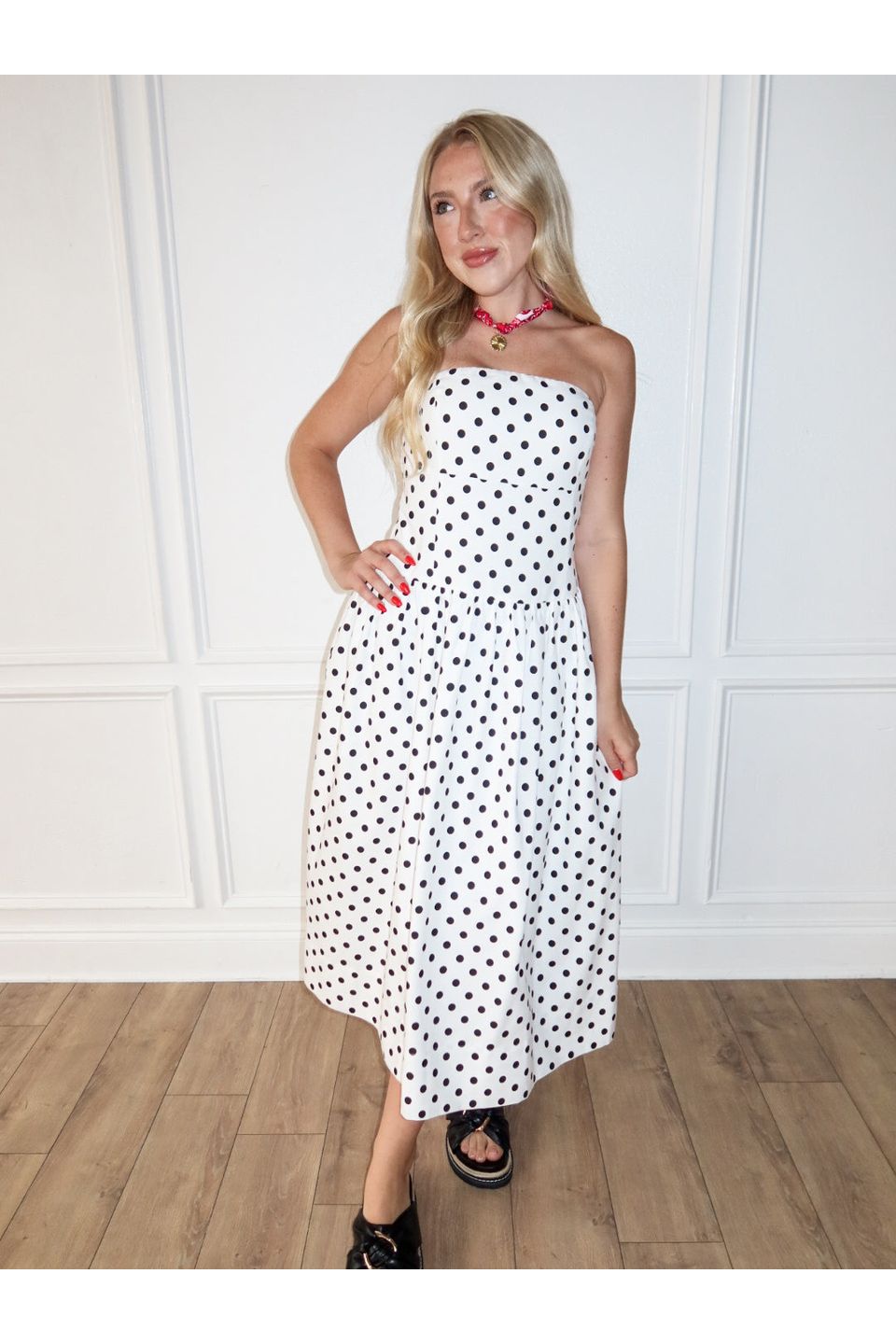 Spot On Strapless Midi Dress - Keepsake