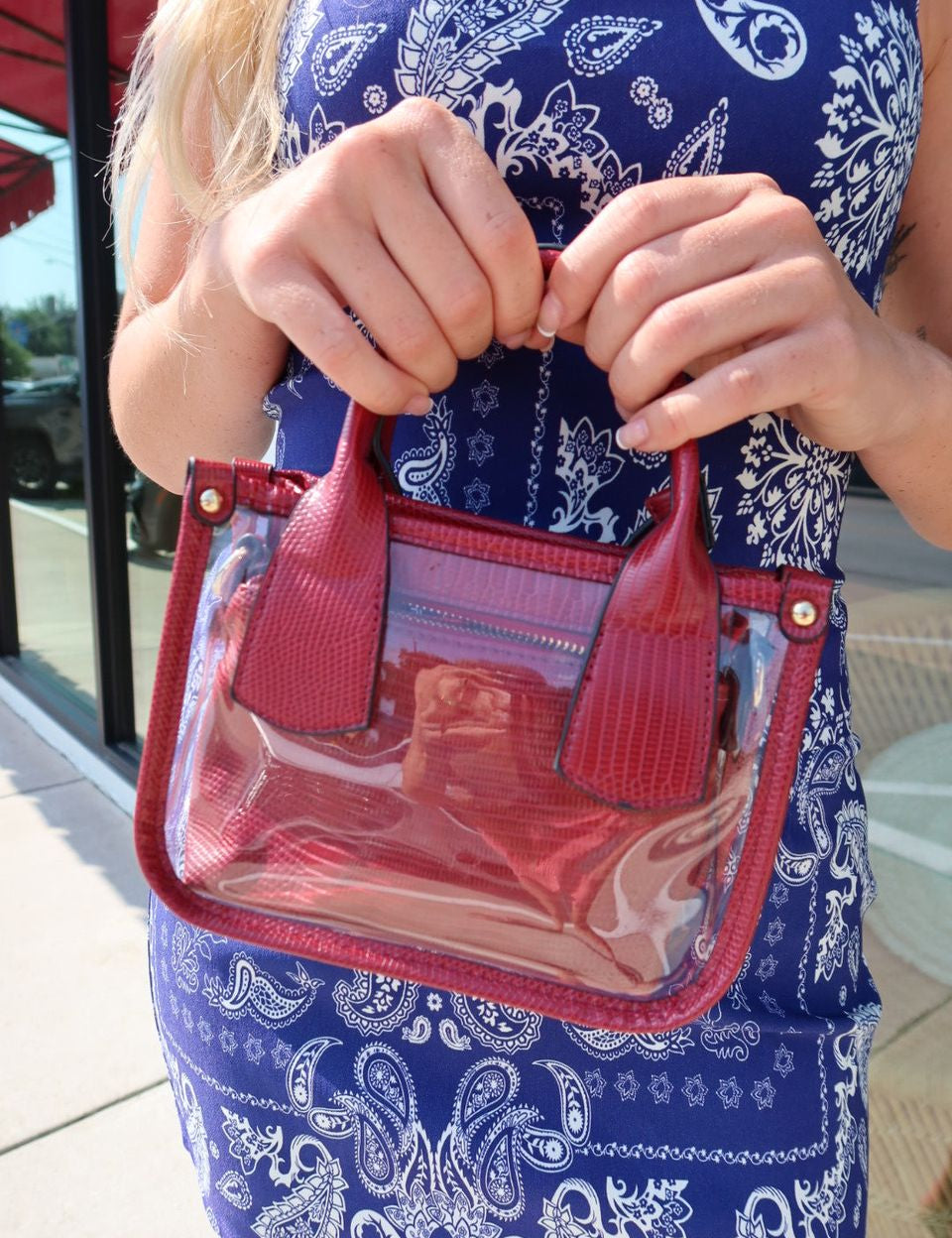 Stacey Clear Satchel - Dark Red - Keepsake