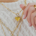 Waterproof Gold Paperclip Heart Necklace (Get it engraved!) - Keepsake