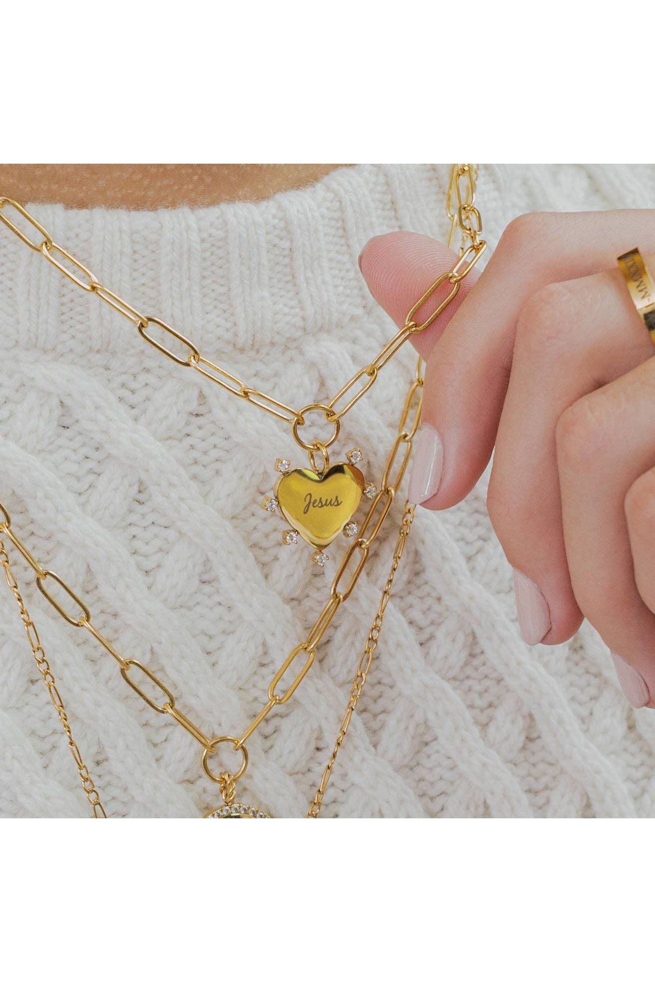 Waterproof Gold Paperclip Heart Necklace (Get it engraved!) - Keepsake