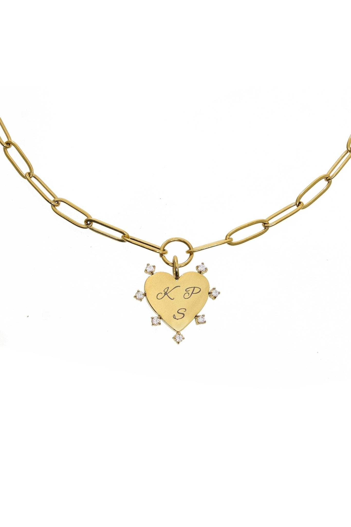 Waterproof Gold Paperclip Heart Necklace (Get it engraved!) - Keepsake